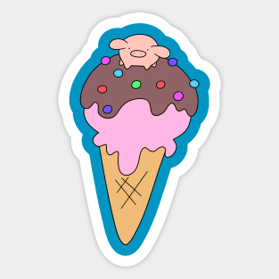 Icecream Cone Pig Sticker